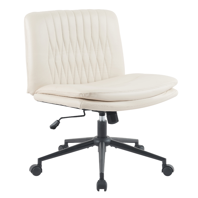 Beige Fabric Armless Wide Home Office Chair (X-5128)