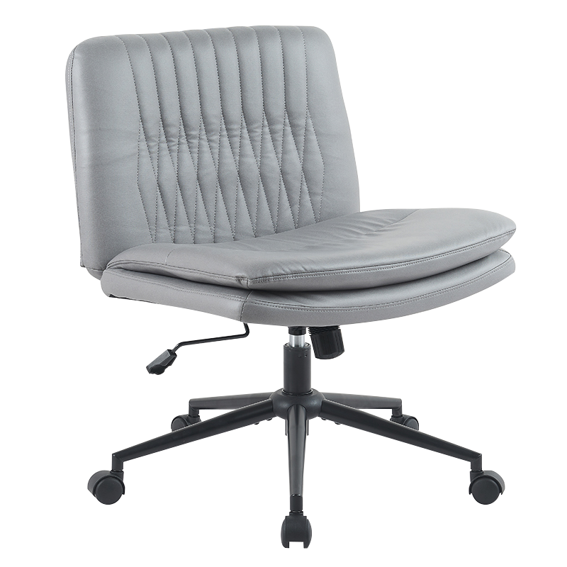 Grey Fabric Armless Wide Home Office Chair (X-5128)