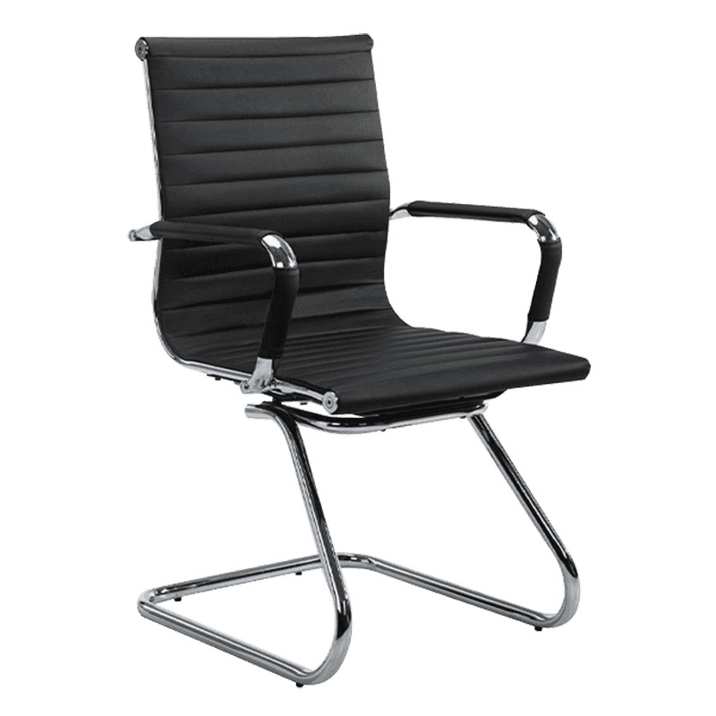 Black Modern Mid-Back Leather Conference Chair (Y-1846C )