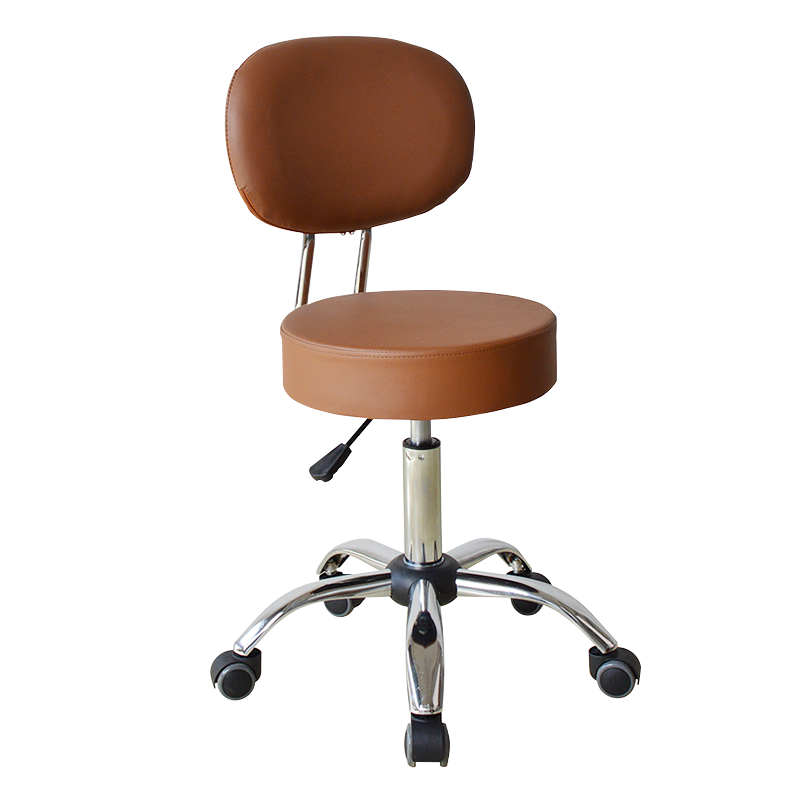 Brown Swivel Simple Leather Mid-Back Salon Chairs(GY-2111)