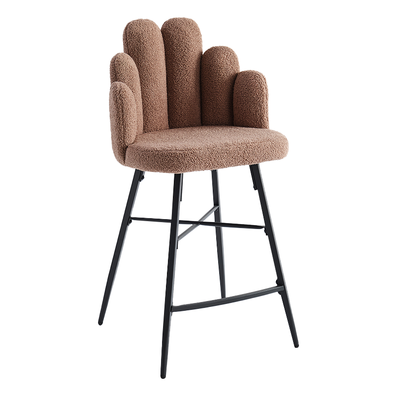 Camel Metal Teddy Fleece Throne Counter Stool Chair(Y-C13)